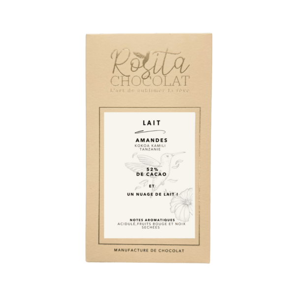 Packaging tablette de chocolat au lait amandes